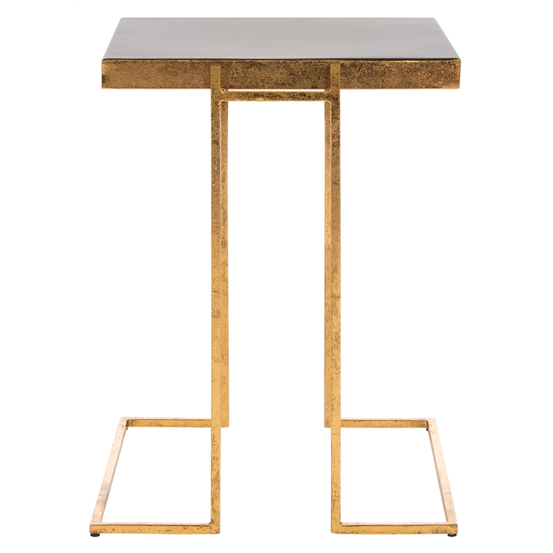 Safavieh Amarylis Greek Key Side Iron Table in Black / Gold