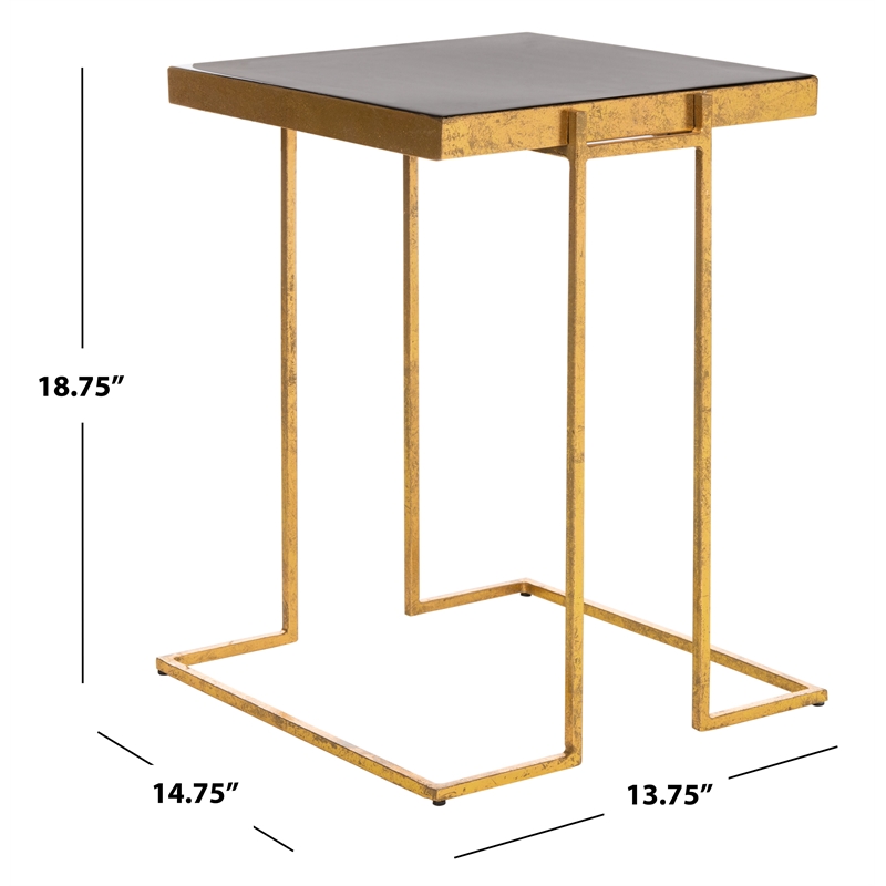 Safavieh Amarylis Greek Key Side Iron Table in Black / Gold