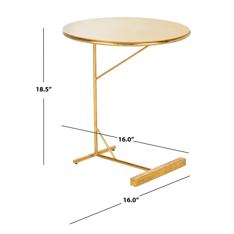 Safavieh Sionne Round Iron C Table in Yellow / Gold