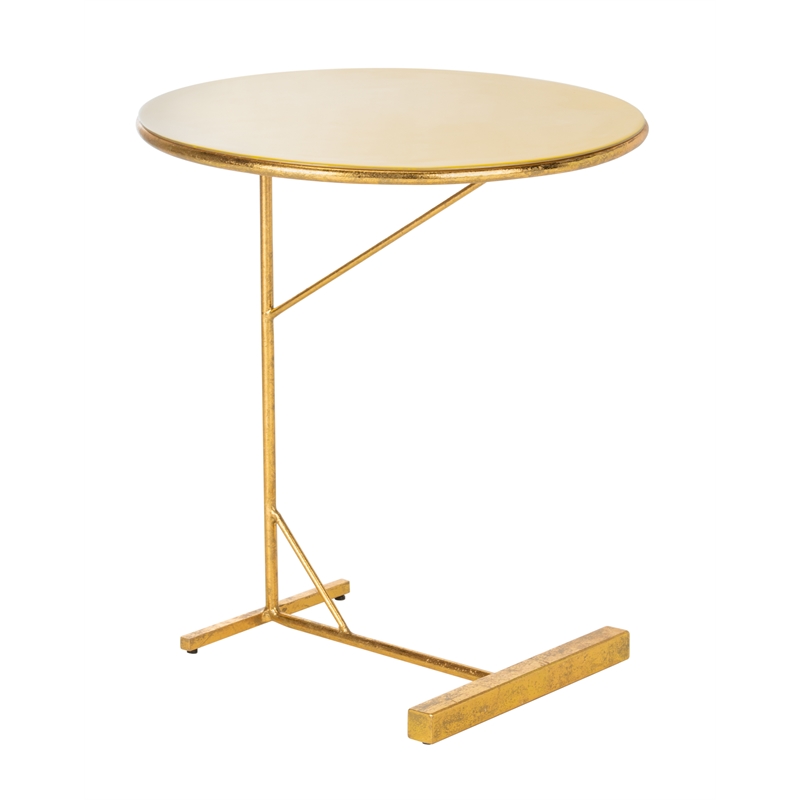 Safavieh Sionne Round Iron C Table in Yellow / Gold