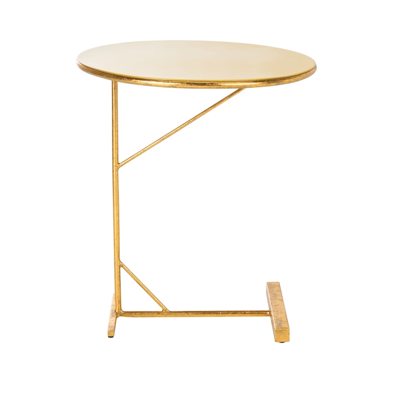 Safavieh Sionne Round Iron C Table in Yellow / Gold