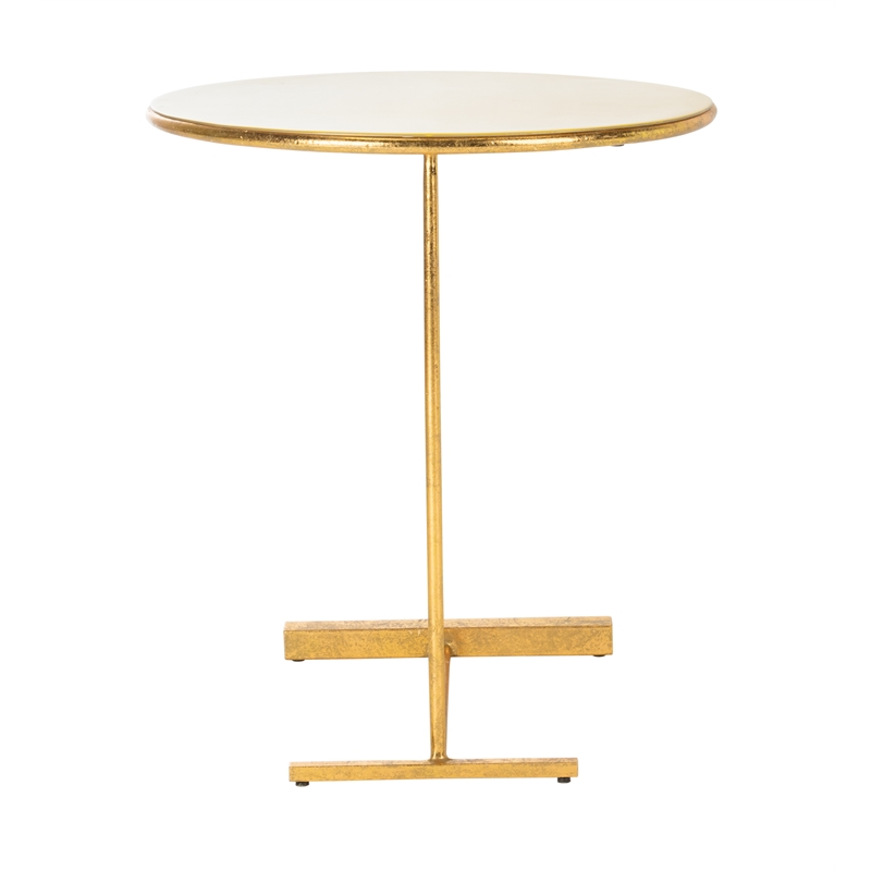 Safavieh Sionne Round Iron C Table in Yellow / Gold