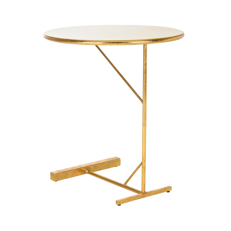 Safavieh Sionne Round Iron C Table in Yellow / Gold