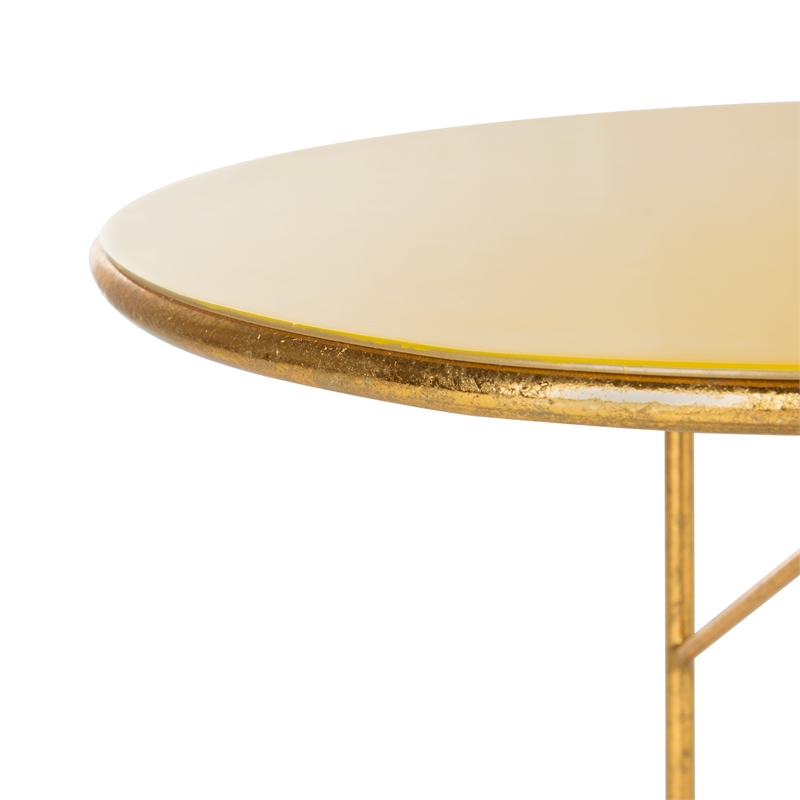 Safavieh Sionne Round Iron C Table in Yellow / Gold