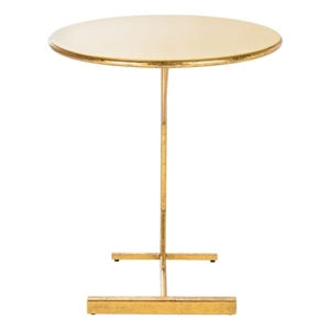 Safavieh Sionne Round Iron C Table in Yellow / Gold