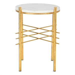 Safavieh Jenesis Round Marble and Iron Accent Table in White / Gold