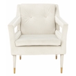 Safavieh Mara Tufted Wood Velvet and Stainless Steel Accent Chair in Silver/Gold