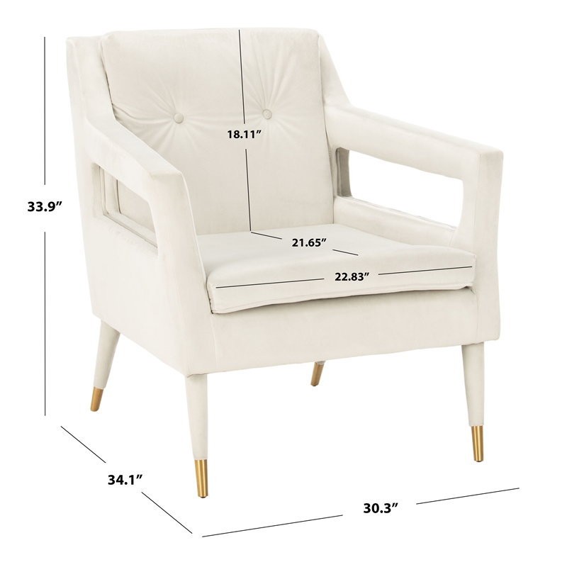 Safavieh Mara Tufted Wood Velvet and Stainless Steel Accent Chair in Silver/Gold