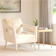 Safavieh Mara Tufted Wood Velvet and Stainless Steel Accent Chair in Silver/Gold