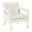 Safavieh Mara Tufted Wood Velvet and Stainless Steel Accent Chair in Silver/Gold