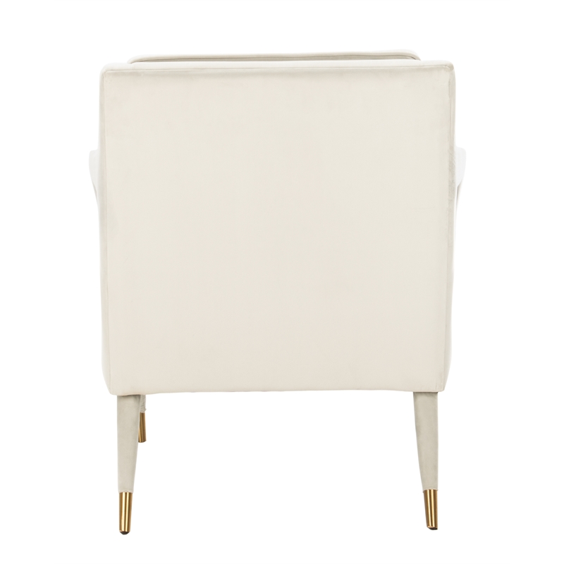 Safavieh Mara Tufted Wood Velvet and Stainless Steel Accent Chair in Silver/Gold