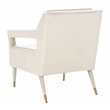 Safavieh Mara Tufted Wood Velvet and Stainless Steel Accent Chair in Silver/Gold