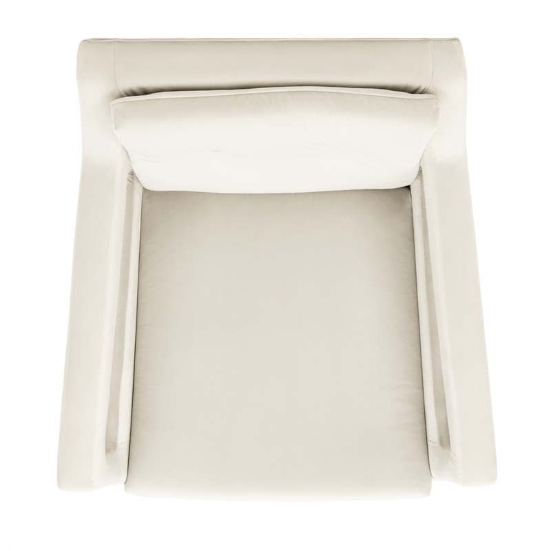 Safavieh Mara Tufted Wood Velvet and Stainless Steel Accent Chair in Silver/Gold