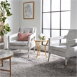 Safavieh Mara Tufted Wood Velvet and Stainless Steel Accent Chair in Silver/Gold