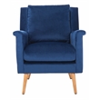 Safavieh Astrid Mid Century Wood and Polyester Velvet Arm Chair in Navy /Natural