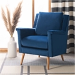 Safavieh Astrid Mid Century Wood and Polyester Velvet Arm Chair in Navy /Natural
