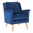 Safavieh Astrid Mid Century Wood and Polyester Velvet Arm Chair in Navy /Natural