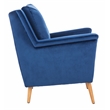 Safavieh Astrid Mid Century Wood and Polyester Velvet Arm Chair in Navy /Natural