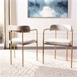 Safavieh Camille Velvet Dining Arm Chair Set 2 in Gray and Gold