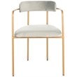 Safavieh Camille Velvet Dining Arm Chair Set 2 in Gray and Gold