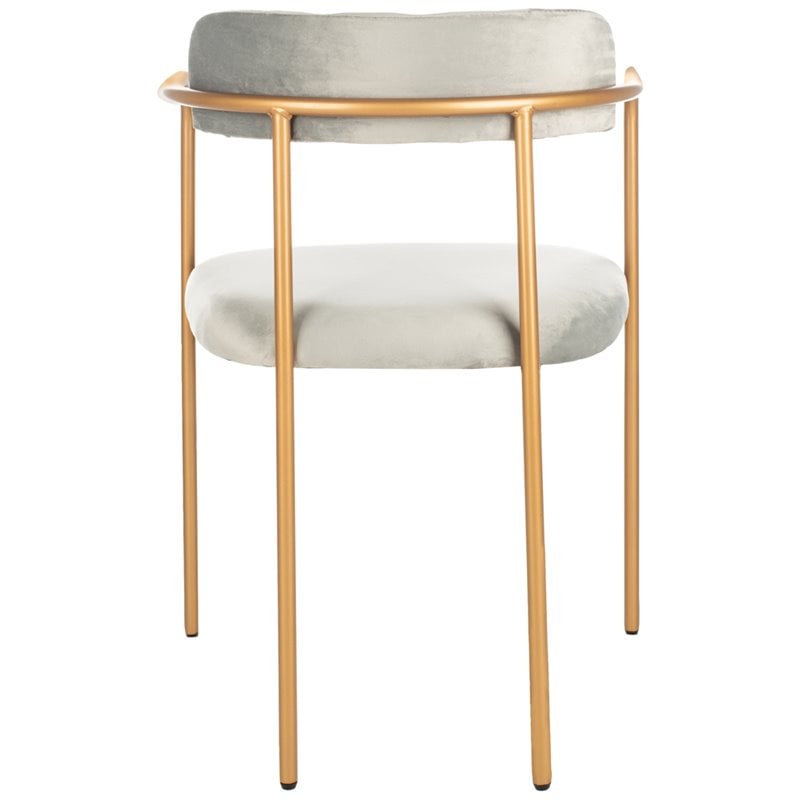 Safavieh Camille Velvet Dining Arm Chair Set 2 in Gray and Gold