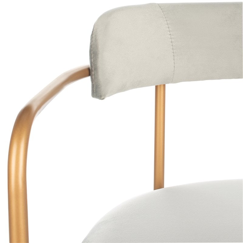 Safavieh Camille Velvet Dining Arm Chair Set 2 in Gray and Gold