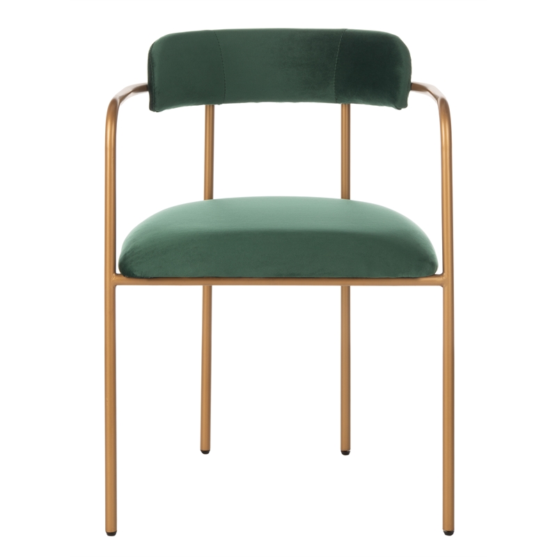 Safavieh Camille Velvet and Iron Side Chair in Green / Gold (Set of 2)