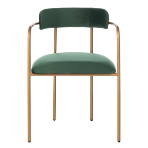 Safavieh Camille Velvet and Iron Side Chair in Green / Gold (Set of 2)