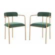 Safavieh Camille Velvet and Iron Side Chair in Green / Gold (Set of 2)
