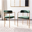 Safavieh Camille Velvet and Iron Side Chair in Green / Gold (Set of 2)