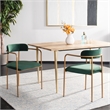 Safavieh Camille Velvet and Iron Side Chair in Green / Gold (Set of 2)