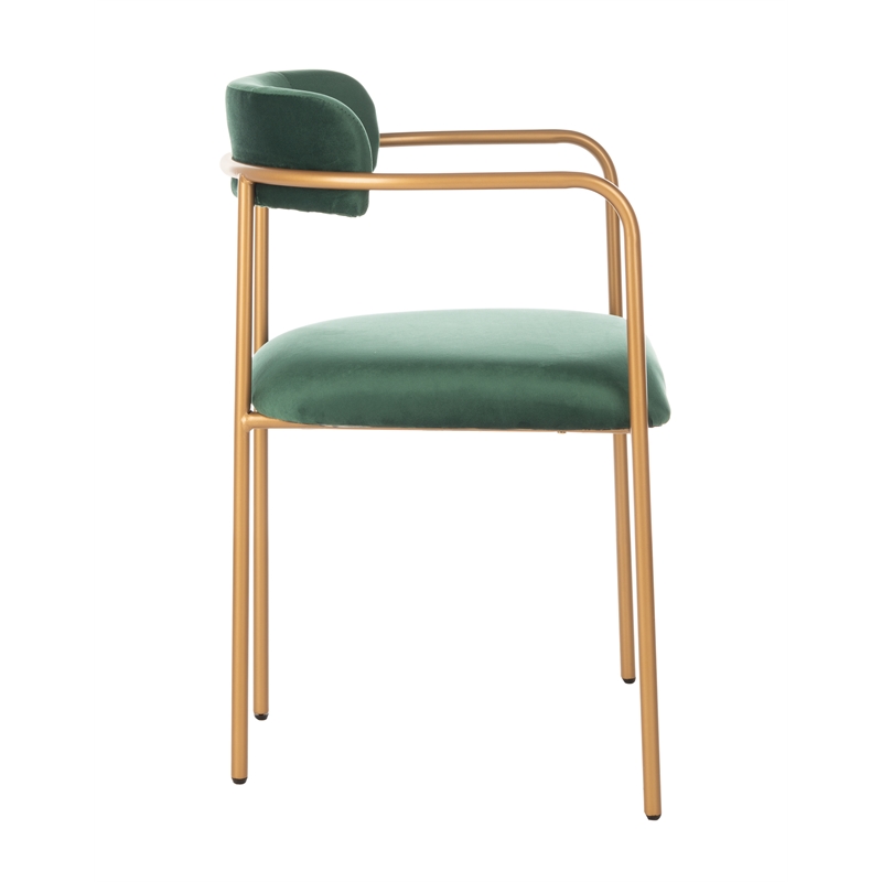 Safavieh Camille Velvet and Iron Side Chair in Green / Gold (Set of 2)