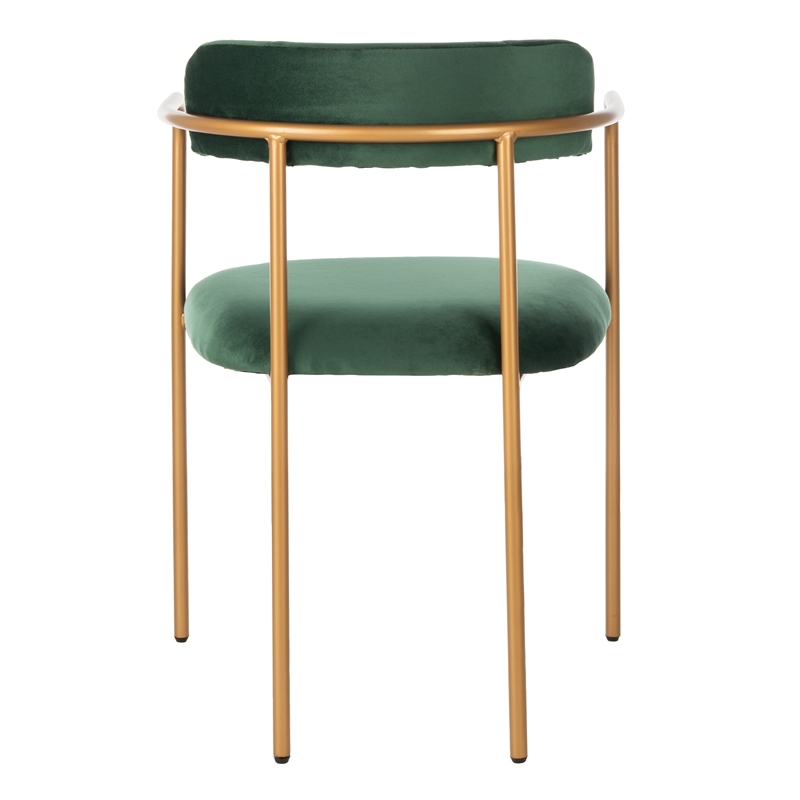 Safavieh Camille Velvet and Iron Side Chair in Green / Gold (Set of 2)