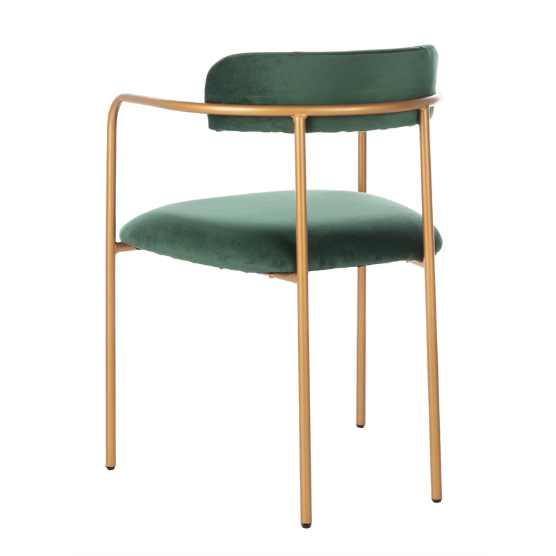 Safavieh Camille Velvet and Iron Side Chair in Green / Gold (Set of 2)
