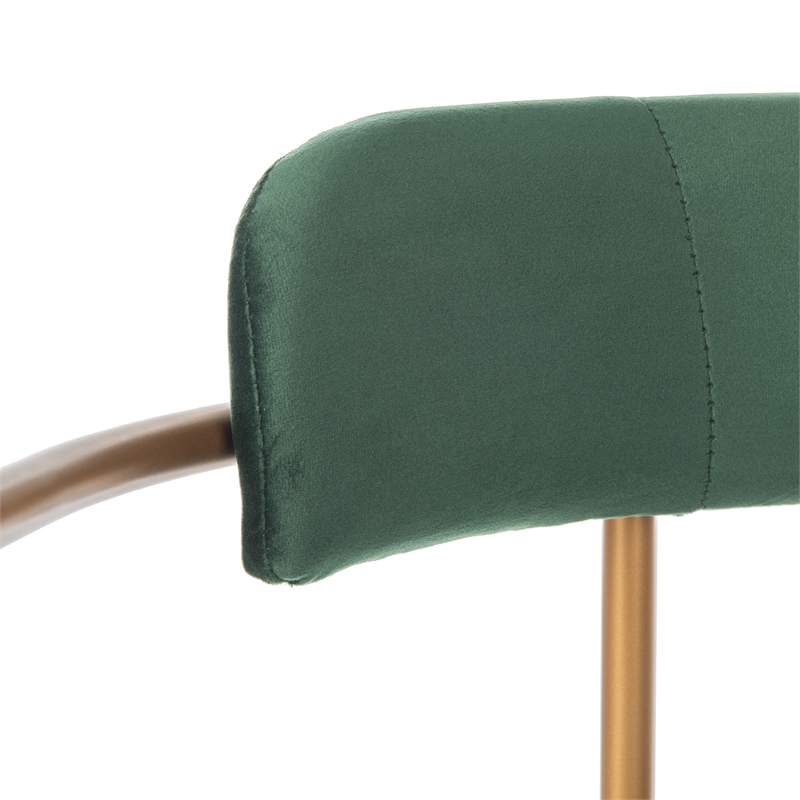 Safavieh Camille Velvet and Iron Side Chair in Green / Gold (Set of 2)