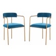 Safavieh Camille Velvet and Iron Side Chair in Navy / Gold (Set of 2)