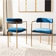 Safavieh Camille Velvet and Iron Side Chair in Navy / Gold (Set of 2)