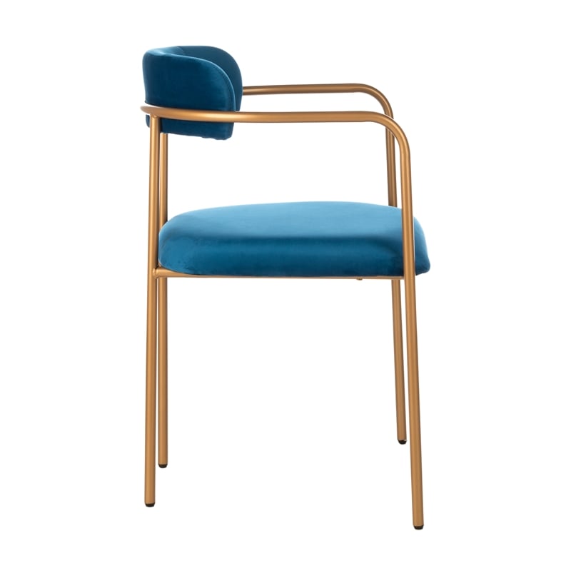 Safavieh Camille Velvet and Iron Side Chair in Navy / Gold (Set of 2)