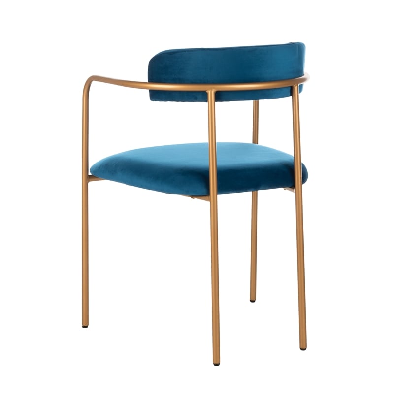 Safavieh Camille Velvet and Iron Side Chair in Navy / Gold (Set of 2)