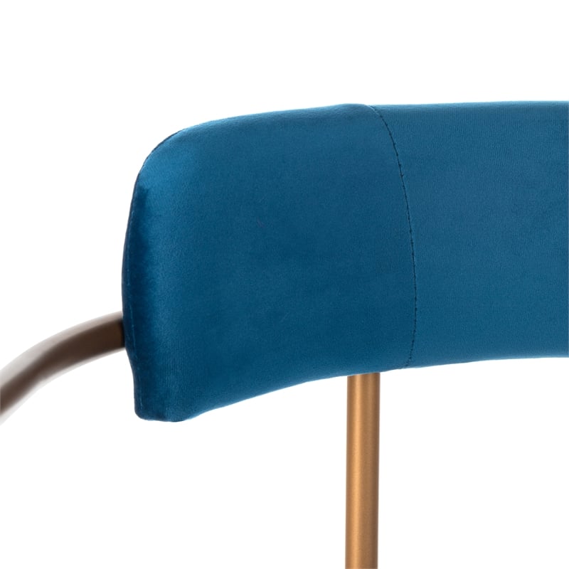 Safavieh Camille Velvet and Iron Side Chair in Navy / Gold (Set of 2)
