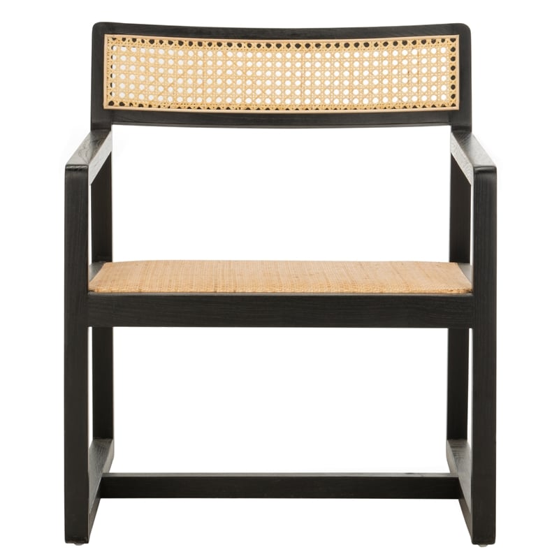 Safavieh Lula Cane Elmwood Accent Chair in Black / Natural