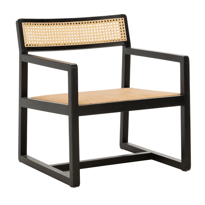Safavieh Lula Cane Elmwood Accent Chair in Black / Natural