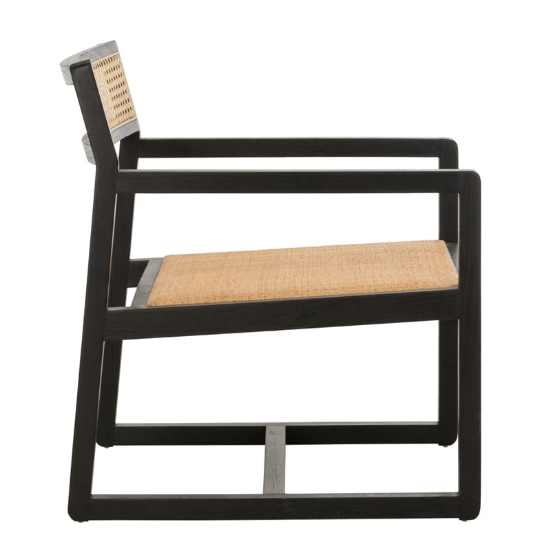 Safavieh Lula Cane Elmwood Accent Chair in Black / Natural