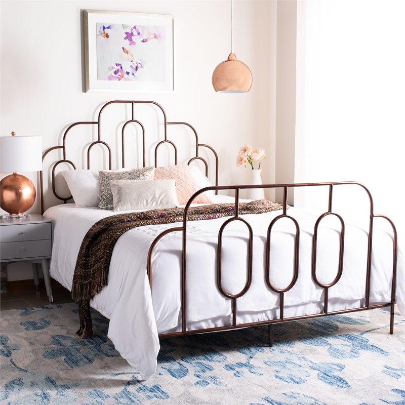 Safavieh Paloma Metal Retro Queen Bed in Bronze
