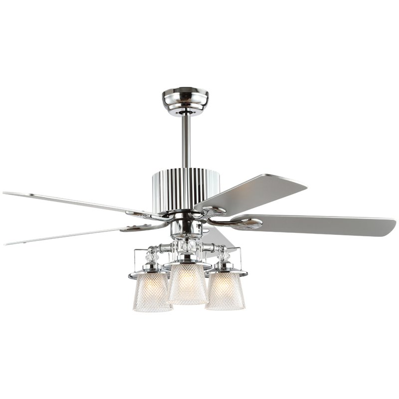 Safavieh Parlin Iron and Wood Ceiling Light Fan in Chrome
