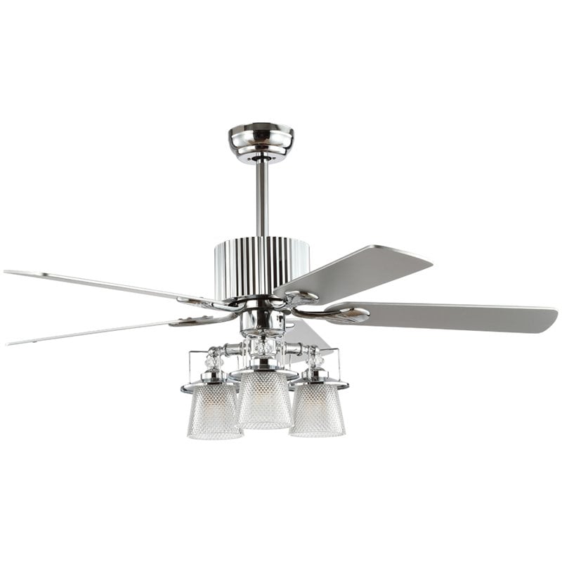 Safavieh Parlin Iron and Wood Ceiling Light Fan in Chrome