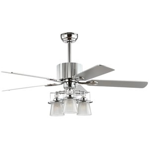 Safavieh Parlin Iron and Wood Ceiling Light Fan in Chrome
