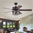 Safavieh Fredrik Wood and Iron Ceiling Light Fan in Black