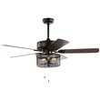 Safavieh Fredrik Wood and Iron Ceiling Light Fan in Black