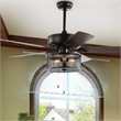 Safavieh Fredrik Wood and Iron Ceiling Light Fan in Black